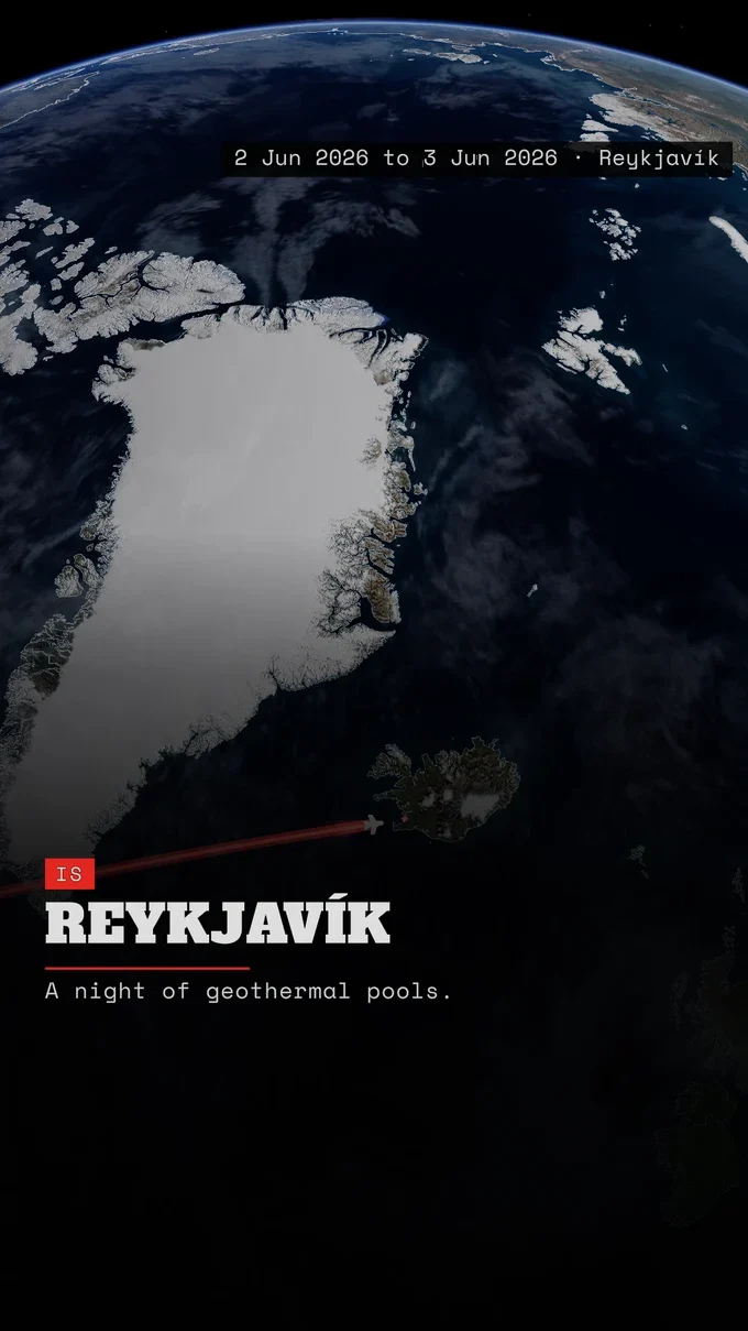 The Reykjavík arrival in the two-city TrailVid flight map