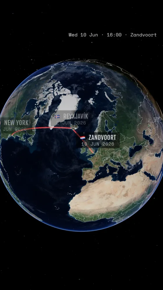 The TrailVid finale showing the completed route from New York to Zandvoort