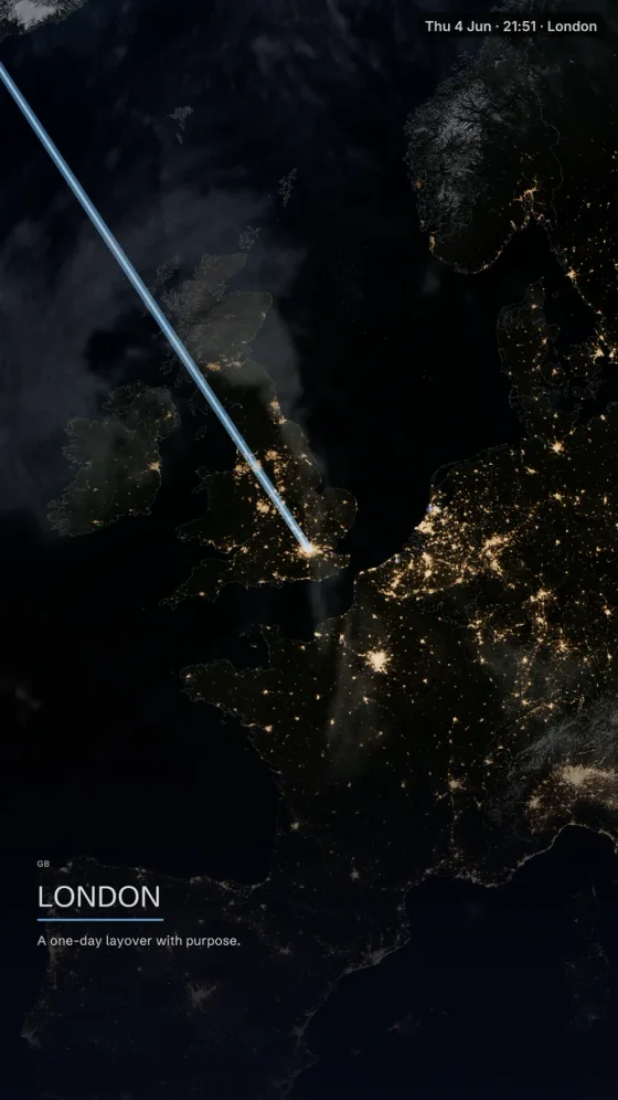 The London arrival rendered in TrailVid with the Folio theme
