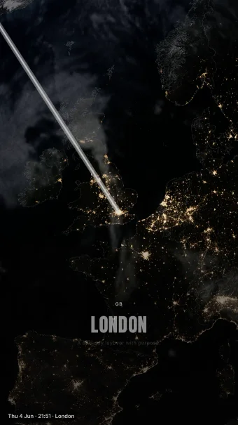 Monument theme showing the London arrival over daylight Europe