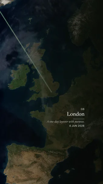 Serein theme showing the London arrival over daylight Europe