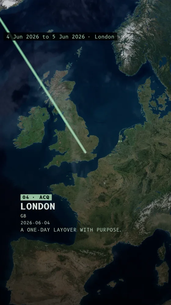 The London arrival rendered in TrailVid with the Vector theme