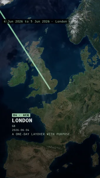 Vector theme showing the London arrival over daylight Europe