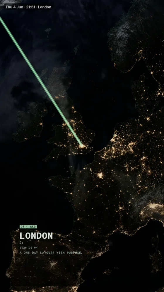 The London arrival rendered in TrailVid with the Vector theme